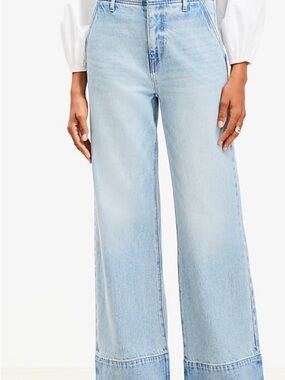 LOFT Light Blue Denim Jeans with Gold Stitching